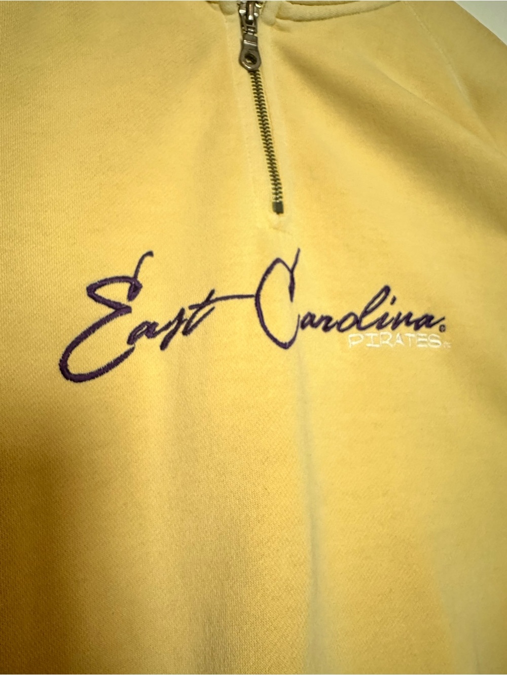 Vintage Blue 84 East Carolina Pirates Half-Zip Sweatshirt with Purple Script